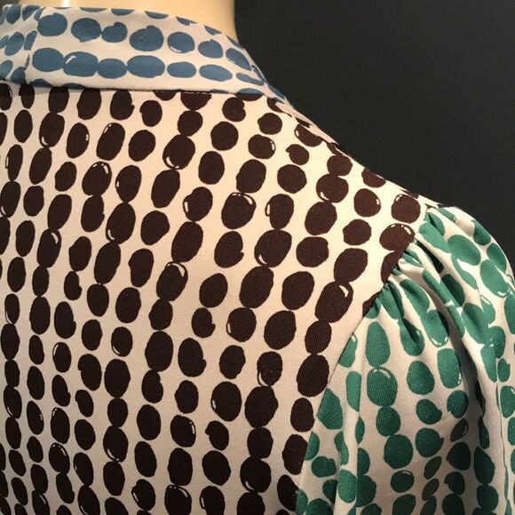 BCBGMAXAZRIA green/brown/blue print stretch dress - Picture 7 of 8